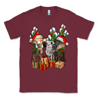 Burgundy western christmas cows and cactuses Classic Tee - AdoDesignShop