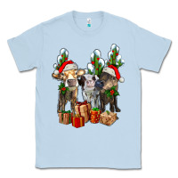 Dusty Blue western christmas cows and cactuses Classic Tee - AdoDesignShop