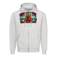 Dove Grey lady of guadalupe serape and roses Zipper Hoodie - Jasminsmagicworld