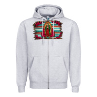 Heather Grey lady of guadalupe serape and roses Zipper Hoodie - Jasminsmagicworld