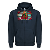 Navy lady of guadalupe serape and roses Zipper Hoodie - Jasminsmagicworld