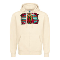 Sandshell lady of guadalupe serape and roses Zipper Hoodie - Jasminsmagicworld