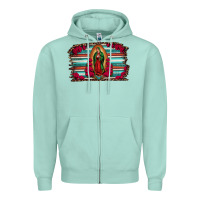 Seafoam lady of guadalupe serape and roses Zipper Hoodie - Jasminsmagicworld