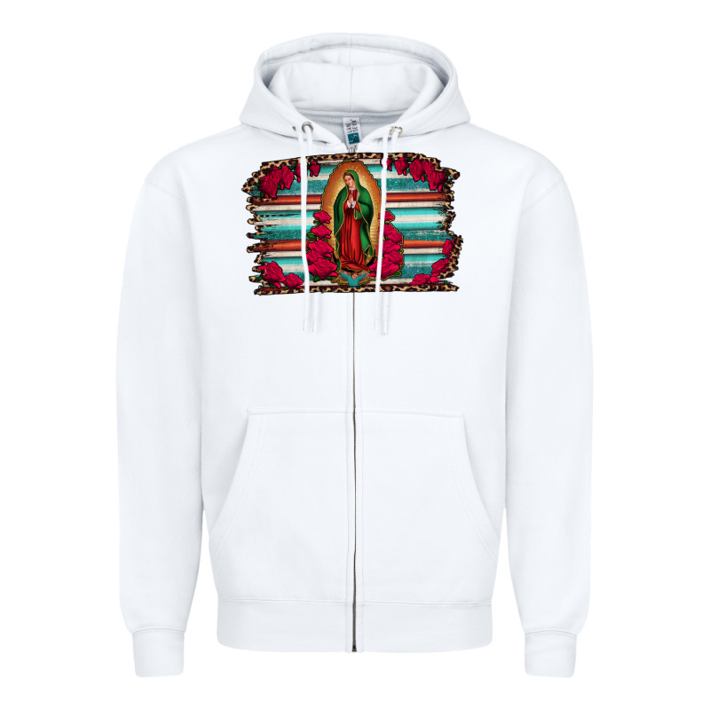 Lady Of Guadalupe Serape And Roses Zipper Hoodie by Jasminsmagicworld | Teevron