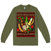 Army Green beer bottles with mistletoe Long Sleeve Tee - AdoDesignShop