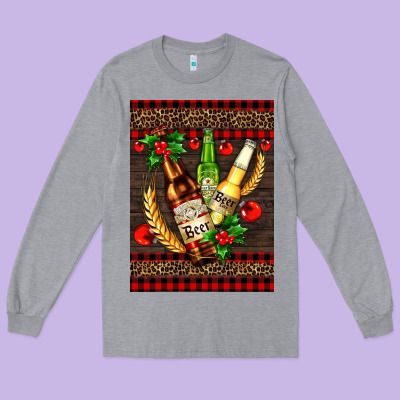 Beer Bottles With Mistletoe Long Sleeve Tee Designed By Adodesignshop