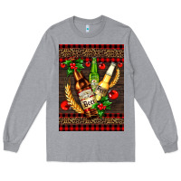 Heather Grey beer bottles with mistletoe Long Sleeve Tee - AdoDesignShop