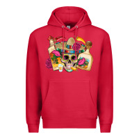Cardinal mexican skull sombrero tequila bottle paper roses Premium Hoodie - Artiststas