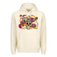 Sandshell mexican skull sombrero tequila bottle paper roses Premium Hoodie - Artiststas