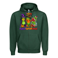 Sports Green Happy Hallothanksmas Zipper Hoodie - NancyCooperArtShop