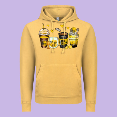 Ice Hockey Coffee Cups Vintage Hoodie Designed By Zillion Design Studio