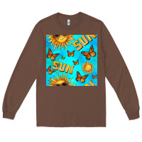 Chestnut sun with butterfly seamless pattern Long Sleeve Tee - BundleAndBundleShop