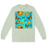 Matcha sun with butterfly seamless pattern Long Sleeve Tee - BundleAndBundleShop