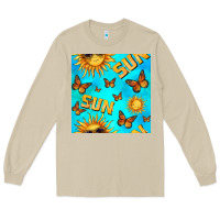 Mushroom sun with butterfly seamless pattern Long Sleeve Tee - BundleAndBundleShop