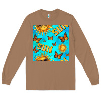 Toasted Coconut sun with butterfly seamless pattern Long Sleeve Tee - BundleAndBundleShop