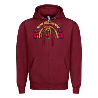 Burgundy lady of guadalupe rainbow Zipper Hoodie - Jasminsmagicworld