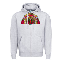Heather Grey lady of guadalupe rainbow Zipper Hoodie - Jasminsmagicworld