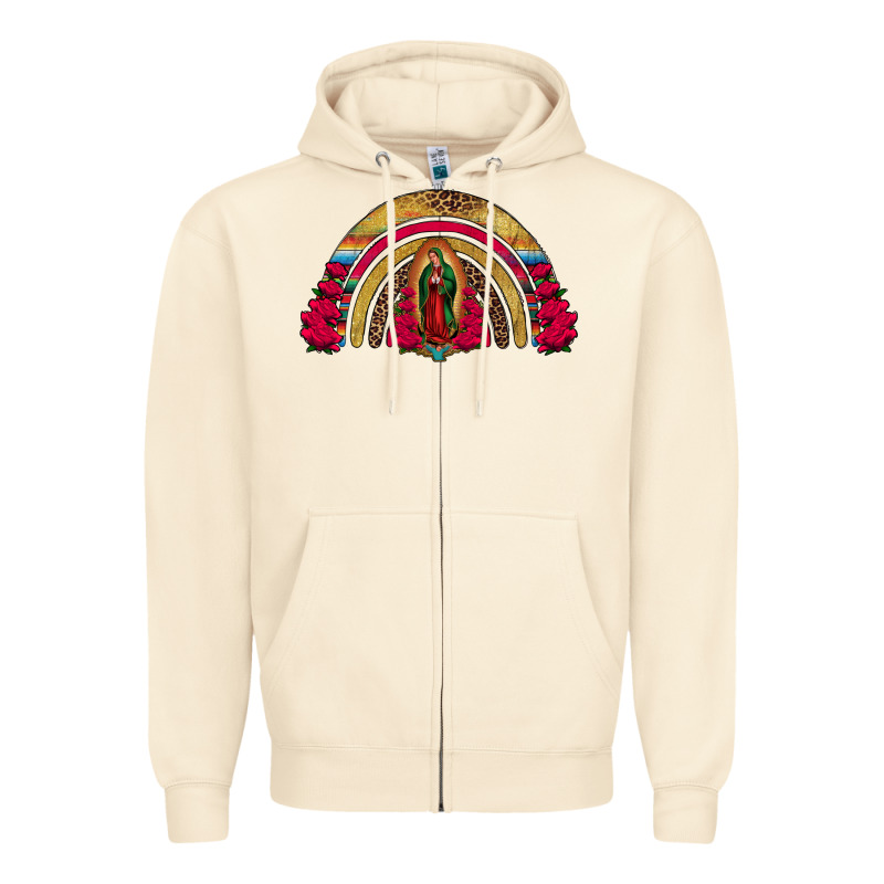 Lady Of Guadalupe Rainbow Zipper Hoodie by Jasminsmagicworld | Teevron