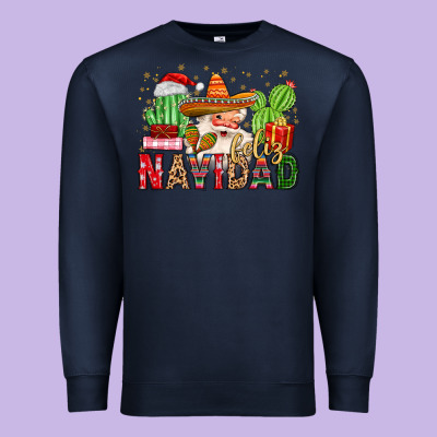 Feliz Navidad Santa Premium Sweatshirt Designed By Maliassmallbusiness