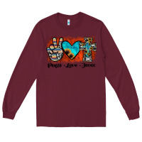 Burgundy peace love jesus Long Sleeve Tee - JahusDesignShop