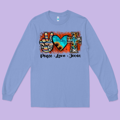 Peace Love Jesus Long Sleeve Tee Designed By Jahusdesignshop
