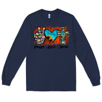 Navy peace love jesus Long Sleeve Tee - JahusDesignShop