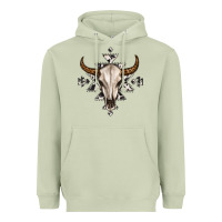 Matcha bull skull with aztec Heavyweight Hoodie - MaliasSmallBusiness