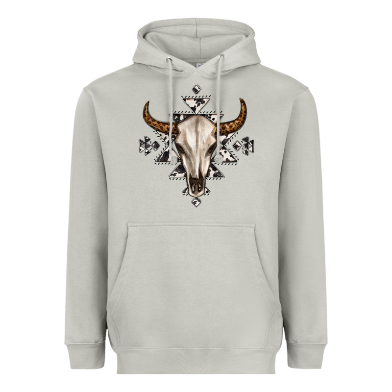 Bull Skull With Aztec Heavyweight Hoodie by MaliasSmallBusiness | Teevron