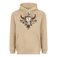 Mushroom bull skull with aztec Heavyweight Hoodie - MaliasSmallBusiness
