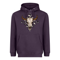 Plum bull skull with aztec Heavyweight Hoodie - MaliasSmallBusiness