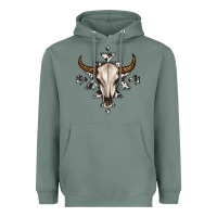 Sage bull skull with aztec Heavyweight Hoodie - MaliasSmallBusiness