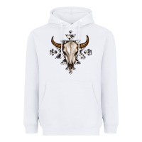 White bull skull with aztec Heavyweight Hoodie - MaliasSmallBusiness