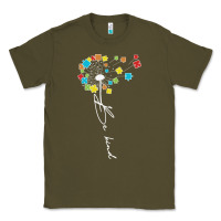 Army Green Dandelion Autism Puzzle Be Kind Classic Tee - CowhideDigitalArt