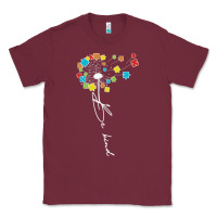 Burgundy Dandelion Autism Puzzle Be Kind Classic Tee - CowhideDigitalArt