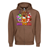 Chestnut Happy Hallothanksmas coffee cups Zipper Hoodie - NancyCooperArtShop