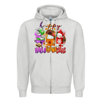 Dove Grey Happy Hallothanksmas coffee cups Zipper Hoodie - NancyCooperArtShop