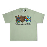 Oil Green peace love autism1 Urban Heavy Tee - CowhideDigitalArt