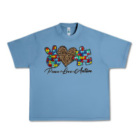 Pebble Blue peace love autism1 Urban Heavy Tee - CowhideDigitalArt