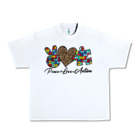 White peace love autism1 Urban Heavy Tee - CowhideDigitalArt