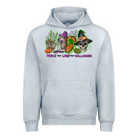 Heather Grey Peace love Halloween Urban Hoodie - NancyCooperArtShop