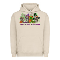 Pigment French Oak Peace love Halloween Urban Hoodie - NancyCooperArtShop