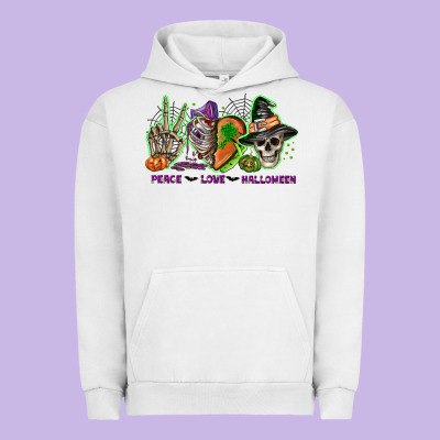 Peace Love Halloween Urban Hoodie Designed By Nancycooperartshop