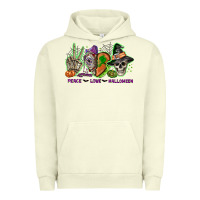 Pigment Pistachio Peace love Halloween Urban Hoodie - NancyCooperArtShop