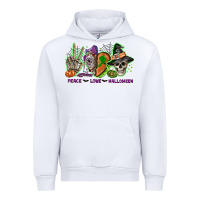 White Peace love Halloween Urban Hoodie - NancyCooperArtShop