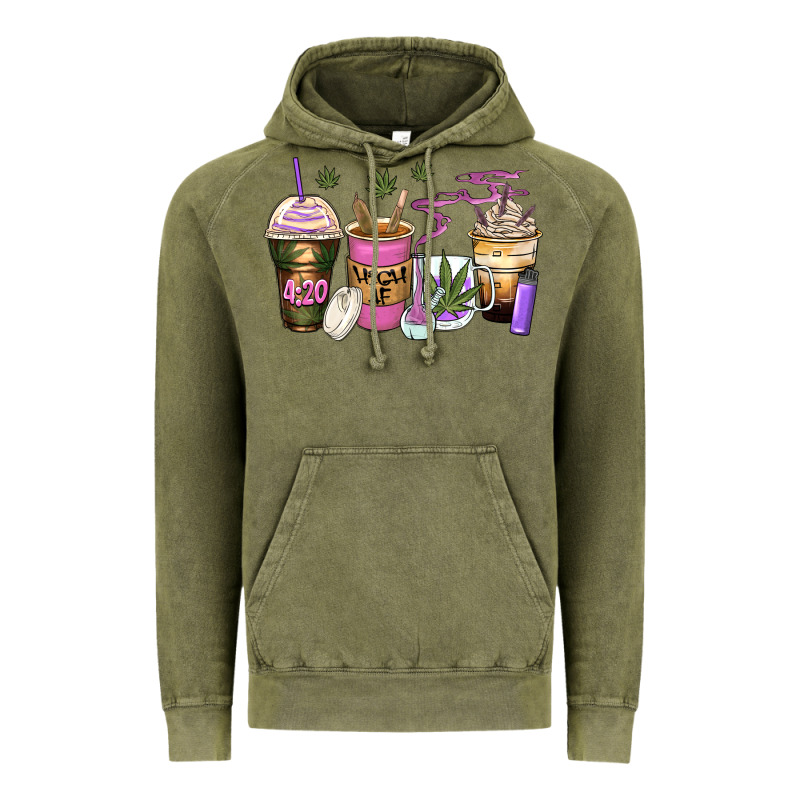 Weed Coffee Cups Vintage Hoodie by Zillion Design Studio | Teevron