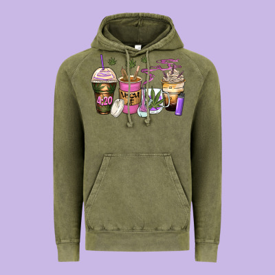 Weed Coffee Cups Vintage Hoodie Designed By Zillion Design Studio