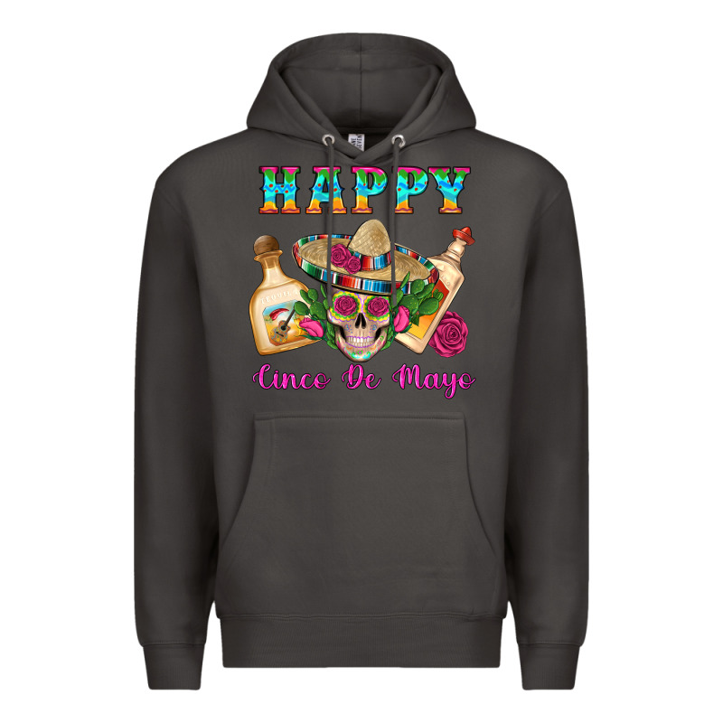 Happy Cinco De Mayo Mexican Skull Tequila Bottle Roses Cactus Premium Hoodie by Artiststas | Teevron