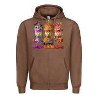 Chestnut Happy Hallothanksmas coffee cups Zipper Hoodie - NancyCooperArtShop