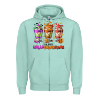 Seafoam Happy Hallothanksmas coffee cups Zipper Hoodie - NancyCooperArtShop