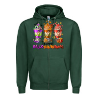 Sports Green Happy Hallothanksmas coffee cups Zipper Hoodie - NancyCooperArtShop